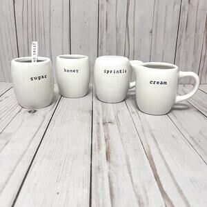 POTTERY BARN Coffee House Bar Condiment Set Cream Sugar Honey Sprinkle no lids